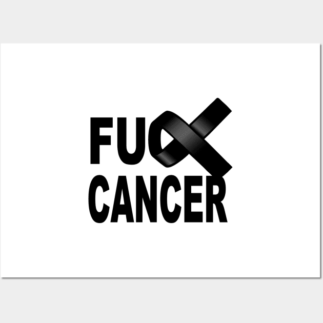 Fuck Cancer design with black ribbon for awareness and fighting disease Wall Art by pickledpossums